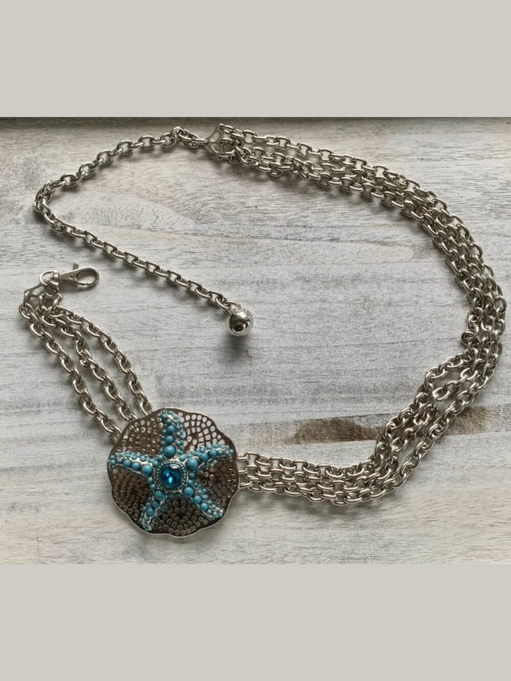 Jardin Sand Dollar / Starfish chain belt with Swarovski crystal